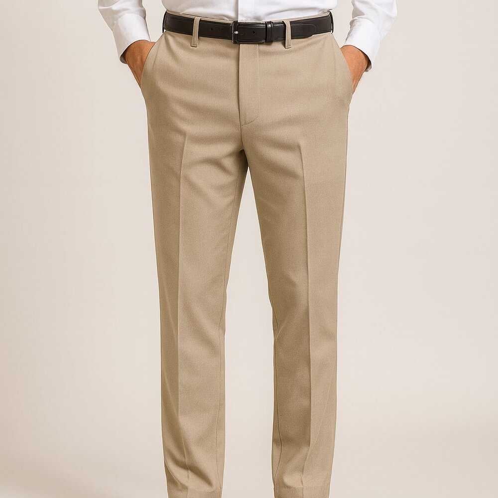 PERRY ELLIS Men's 36x32 Tan Corduroy Dress Pants Classic Fit Business Casual